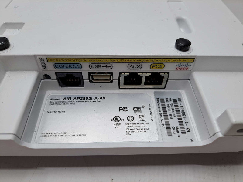 Cisco Aironet 2802I Wireless AP 802.11ac Wave 2 AIR-AP2802I-A-K9 )