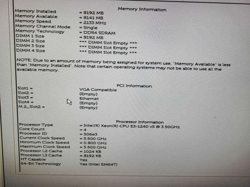 Dell Precision T3620 1x Xeon E3-1240 v5 @ 3.50GHz 8GB DDR4 Quadro K620 GPU $