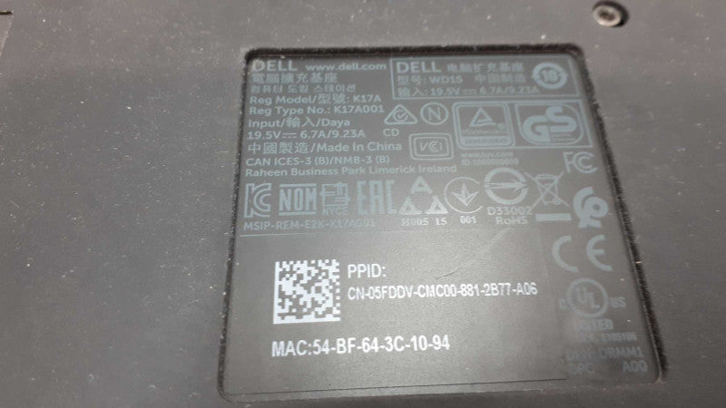 Dell WD15 Laptop Docking Station USB-C K17A001  Q&