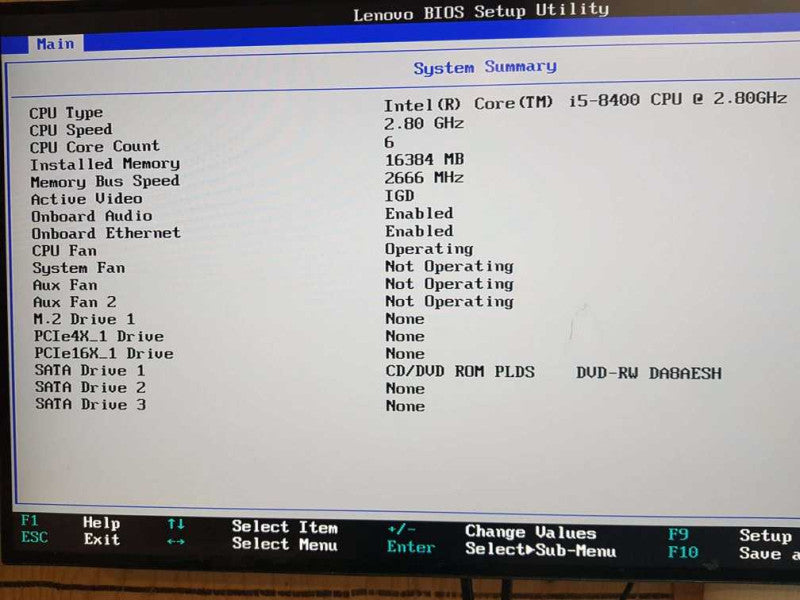 Lenovo ThinkCentre M720s SFF Core i5- 8400 CPU @ 2.80GHz 16GB DDR4 Ram