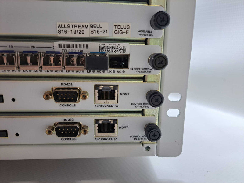 Ciena CN 5305 DC Chassis w/ 3x Modules- (2x Control, 1x 24 Port Gigabit SFP) )