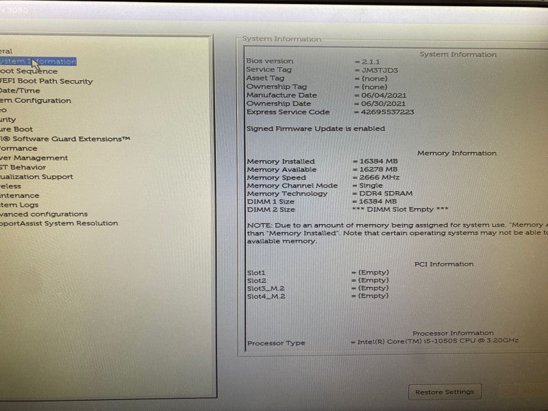 DELL Optiplex 3080 Desktop Computer Core i5-10505 3.2GHz 16GB RAM No HDD READ