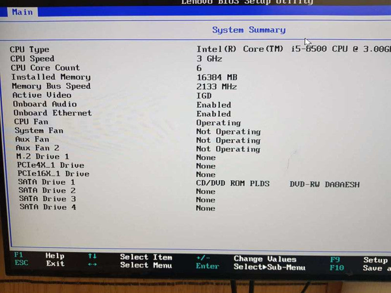 Lenovo ThinkCentre M920t Tower i5-8500 CPU @ 3.00GHz 16GB DDR4 RAM