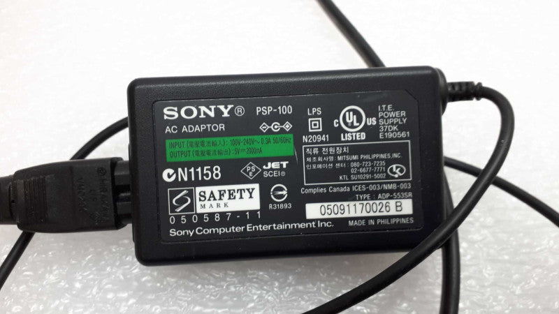 Genuine Sony PSP-100 AC Adapter Power Supply ACC-155 5V 2000ma cable plug &