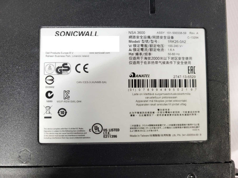Dell SonicWall NSA 3600 Network Security Appliance Firewall READ Q$