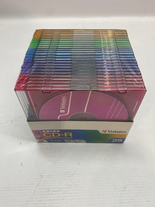 Verbatim CD-R Discs 700MB/80min 52x Slim Jewel Cases Assorted Colors 25/Pack