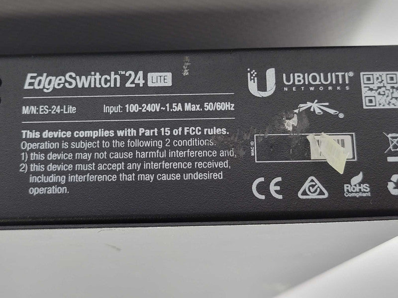 Ubiquiti Networks ES-24-LITE 24 Port Rack Mountable Ethernet Switch, READ _