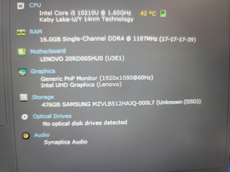 Lenovo E15 i5-10210 @ 1.60GHz, 16GB DDR4, 512GB m.2 QÎ²