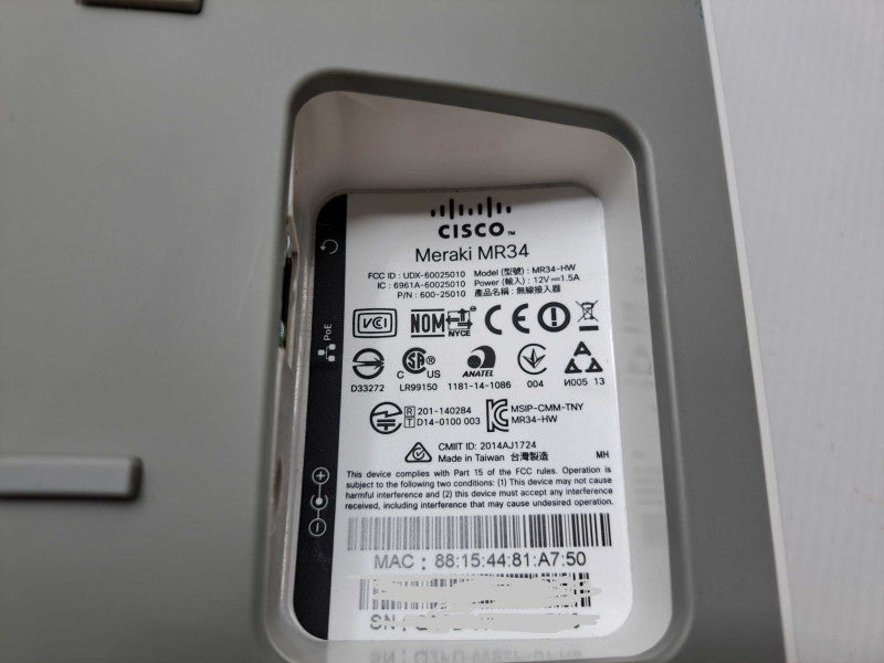 Cisco Meraki MR34-HW Cloud-Managed Access Point UNCLAIMED )
