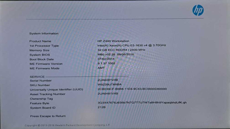 HP Z440 Workstation Xeon E5-1630 v4 @ 3.70GHz 32GB DDR4 Quadro M4000 GPU )