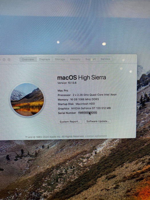 Apple Mac Pro 2009 2 x XEON E5520 @2.26GHz GeForce GT120 512MB 16GB RAM 640GB