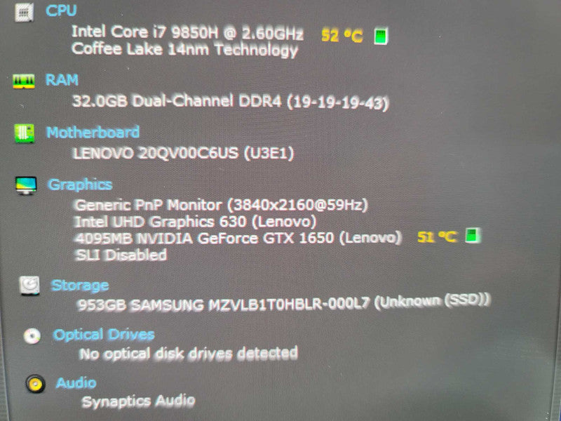 Lenovo X1 Extreme 2nd Gen i7-9850UH, 32GB DDR4, 4GB GeForce GTX 1650, 1TB m.2 Î²