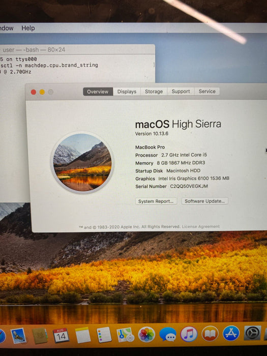 Apple MacBook Pro Early 2015 Intel Core i5-5257U @ 2.70GHz 8 GB RAM 256GB SSD