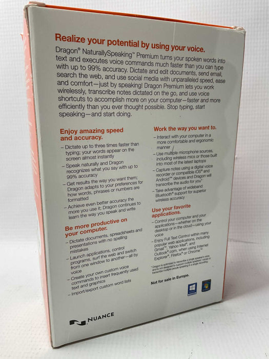 Nuance Dragon Naturally Speaking Premium 13 Speech recognition Software -
