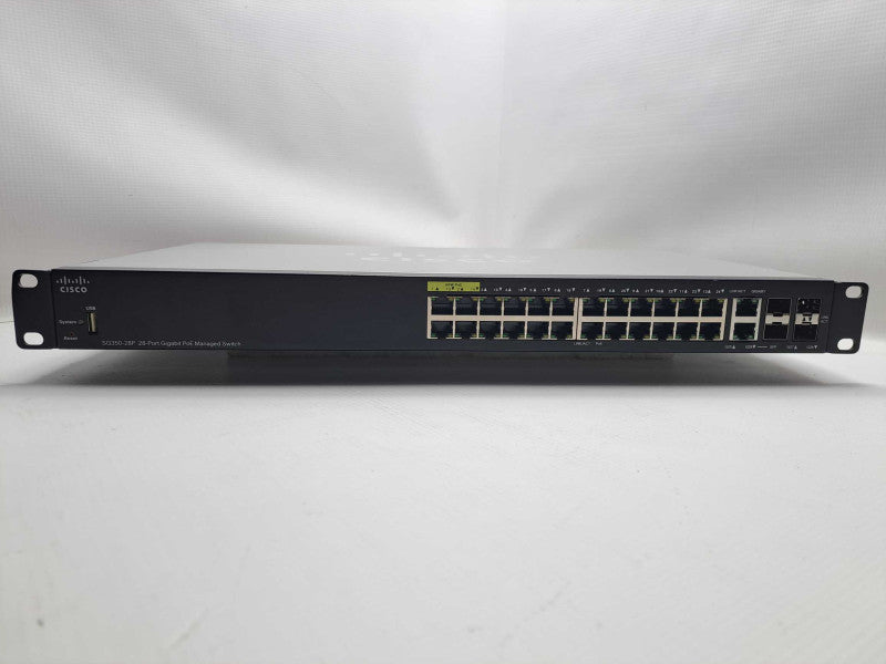 Cisco SG350-28P-K9 28-Port Gigabit 24x PoE 2x Combo 2x SFP Managed Switch )