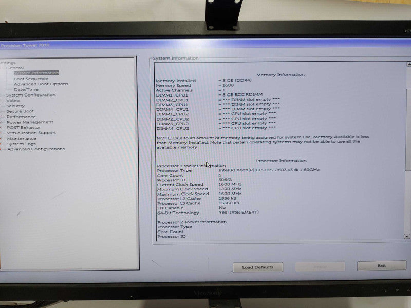 Dell Precision T7810 Xeon e5-2603 V3 @ 1.60ghz / 8gb ram / READ #