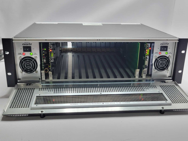 Evertz 7800FR 15-Slot MultiFrame w/ 4x Cards  And 2x PSU, READ _