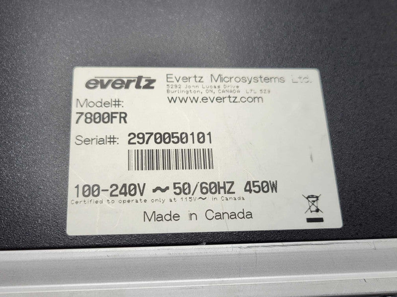 Evertz 7800FR 15-Slot MultiFrame w/ 4x Cards  And 2x PSU, READ _