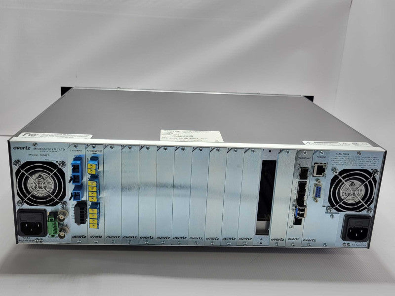 Evertz 7800FR 15-Slot MultiFrame w/ 4x Cards  And 2x PSU, READ _