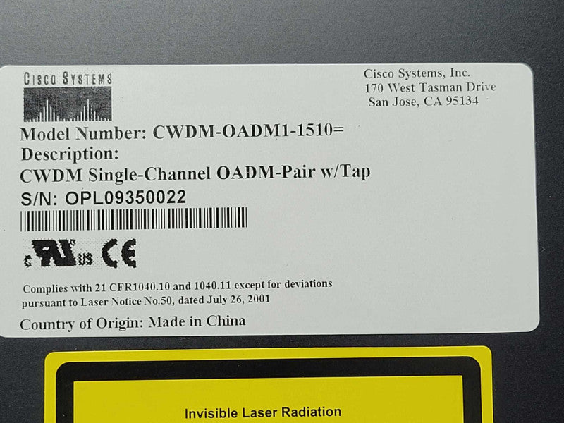 Cisco CWDM-CHASSIS-2 2-Slot Chassis for CWDM with 1x CWDM-OADM1-1510 _