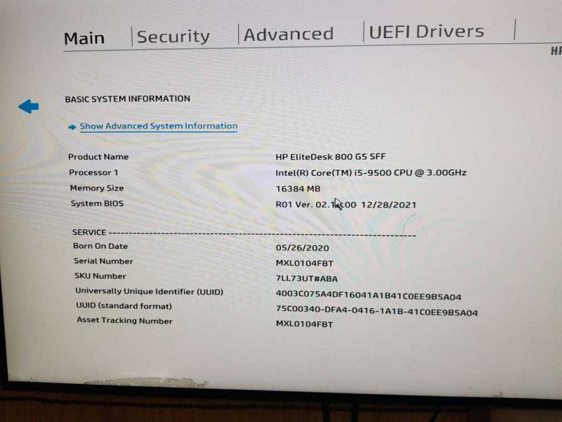 HP ELITEDESK 800 G5 SFF i5-9500 CPU @ 3.00GHZ 16GB DDR4 Ram