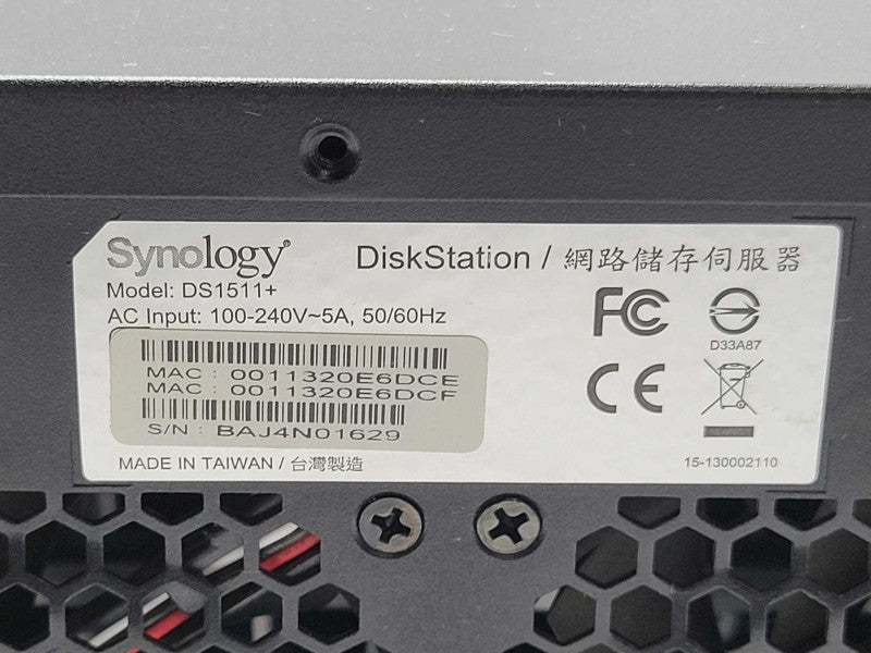 Synology DS1511+ DiskStation 5-Drive Bay NAS w/ 5x HDD Trays, READ _