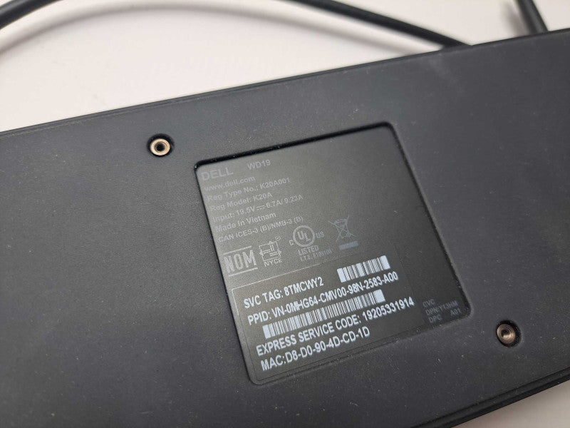 Dell WD19 USB Type-C Docking Station Black K20A Fully Tested + 180W Adapter Q)