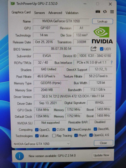 EVGA NVIDIA GTX 1050 2GB PCIE