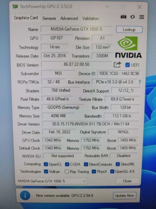 MSI NVIDIA GTX 1050 OC 4GB PCIE (READ)
