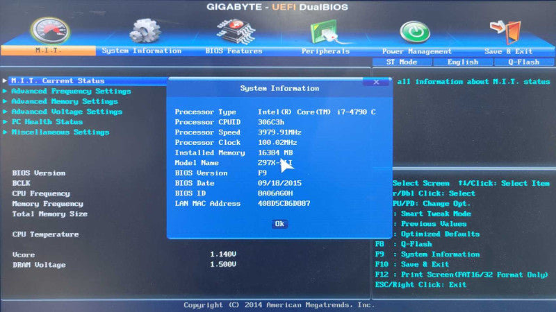 Intel Core i7-4790 | Gigabyte GA-Z97X-SLI | 16GB RAM | M.2 |  I/O PLATE