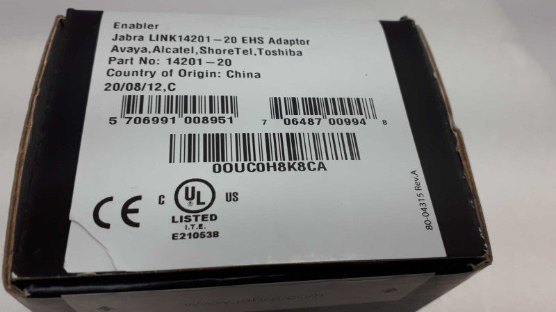 Jabra 14201-20 Link 20 EHS for Alcatel Toshiba Shoretel Avaya Jabra  &