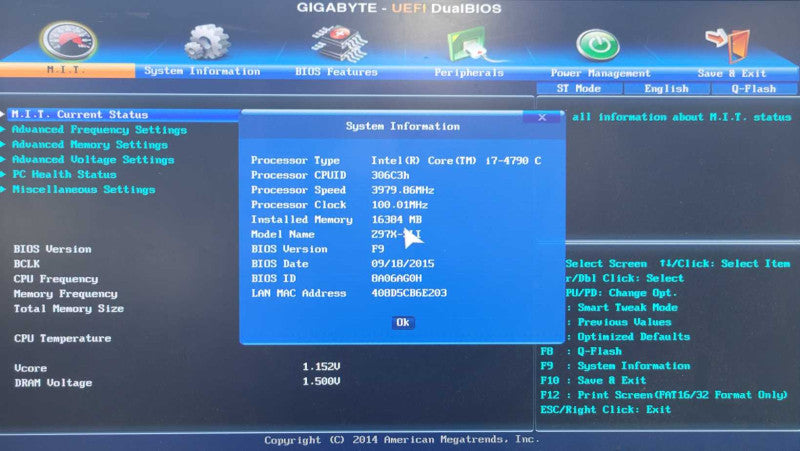 Intel Core i7-4790 | Gigabyte GA-Z97X-SLI | 16GB RAM | M.2 | I/O PLATE