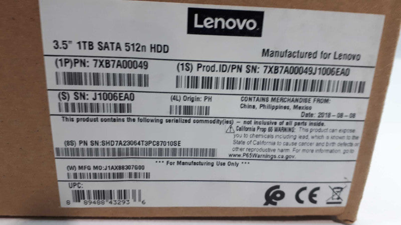 NEW Lenovo 7XB7A00049 1 TB Hard Drive - 3.5\\" Internal SATA SATA/600 7200rpm H &