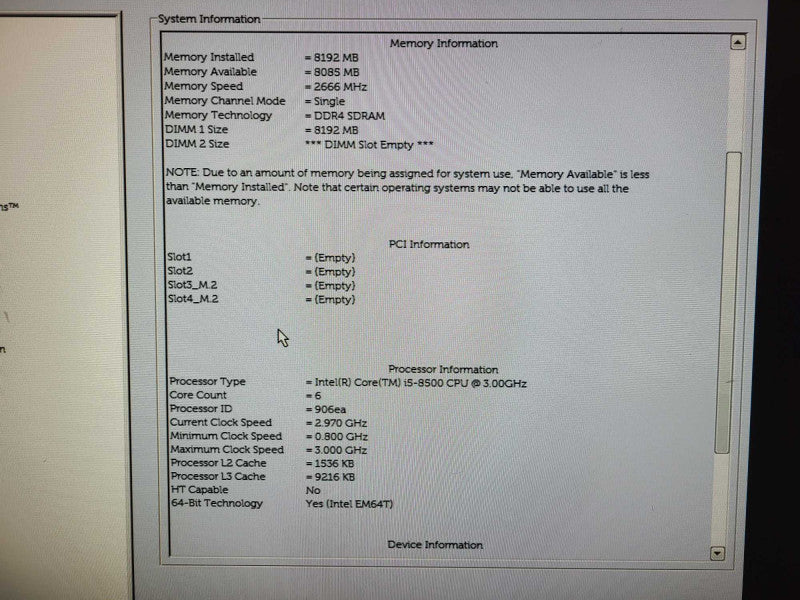 Dell OptiPlex 3060 SFF i5-8500 @ 3.00GHz 8GB DDR4 256GB M.2 $