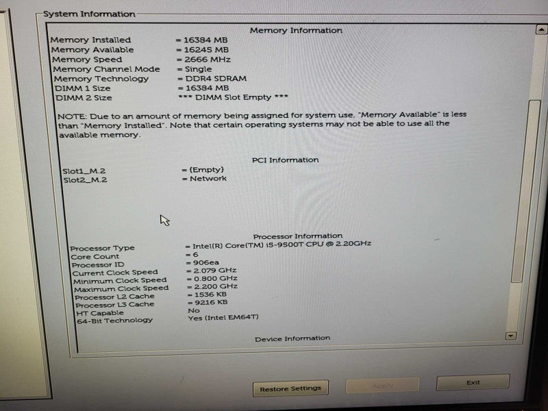 Dell OptiPlex 7070 Micro Desktop Computer i5-9500T 16GB RAM 512GB SSD w/ AC $