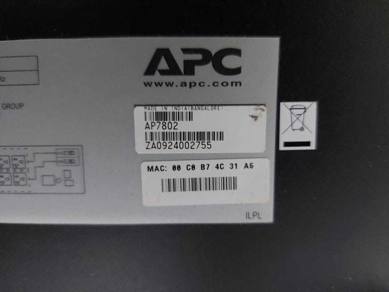 APC AP7802 Metered Rack 1.92kVA PDU  Q#