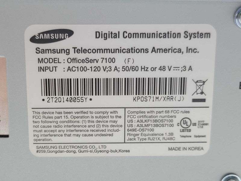 Samsung OfficeServ 7100 phone system with MP10a, UNI module, wall mount READ _