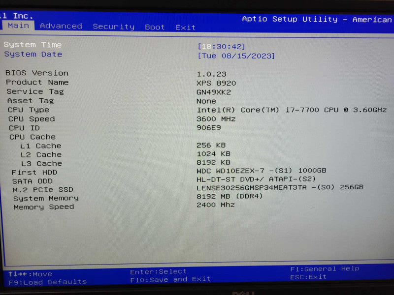 Dell XPS 8920 Tower i7-7700 @ 3.6GHz 8GB DDR4 1TB HDD 256GB M.2  $