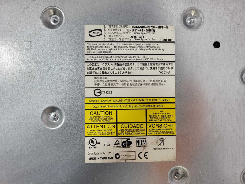 Cisco WS-C3750E-48PD 48 Port PoE Gigabit 1U Managed Switch With Ears 1150W Q$