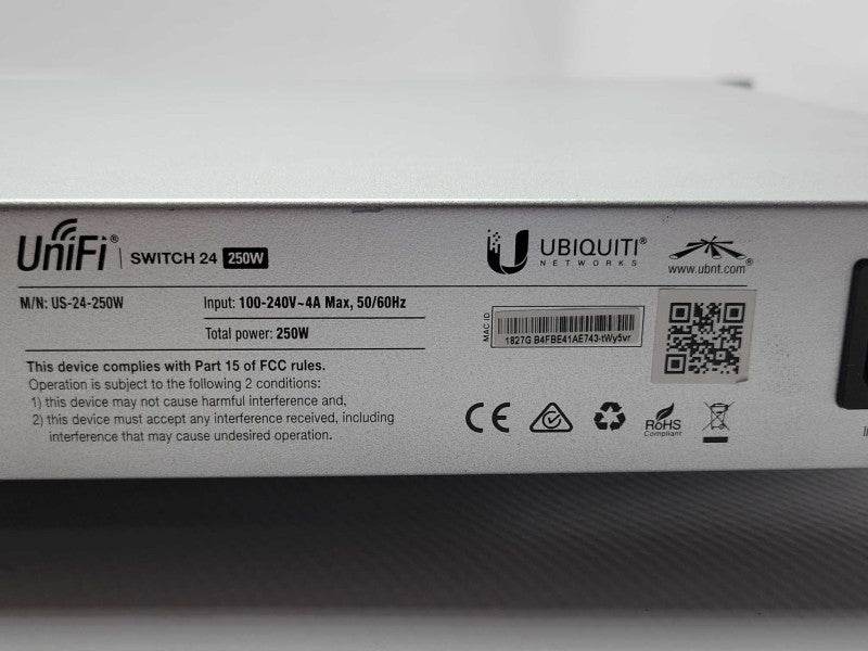 Ubiquiti UniFi US-24-250W 24-Port Managed Gigabit PoE+ Switch READ _