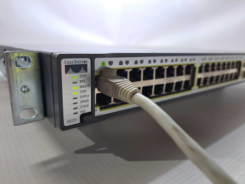 Cisco WS-C3750-48PS-S 48 Port 10/100 PoE Managed Network Switch Q)