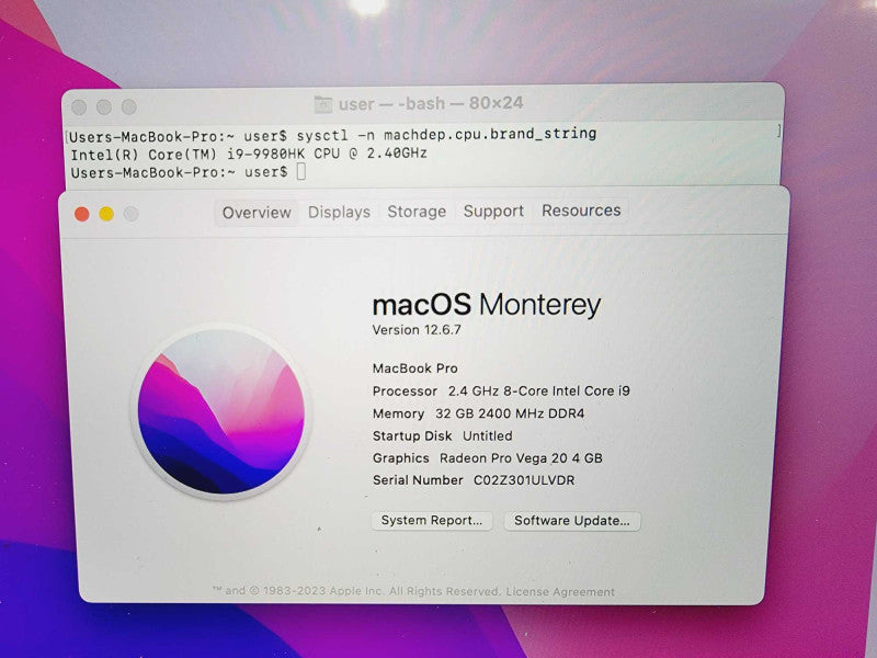 Apple Macbook Pro 2019 Core i9-9980HK @ 2.4GHz 32GB DDR4 2TB SSD Vega 20 4GB (