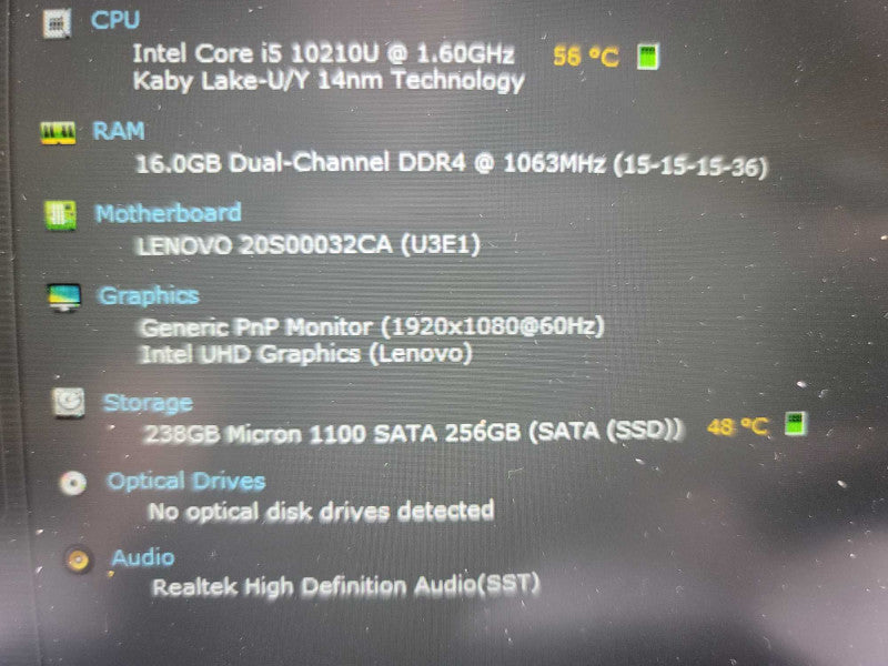 Lenovo ThinkPad T14 i5 -10210U @ 1.60GHz, 16GB DDR4, 256GB m.2 Î²