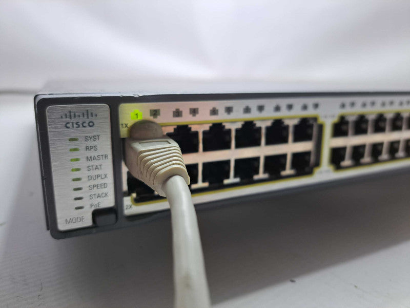 Cisco WS-C3750E-48PD-SF 48 Port PoE Gigabit 1U Managed Switch 1150W PSU Q)