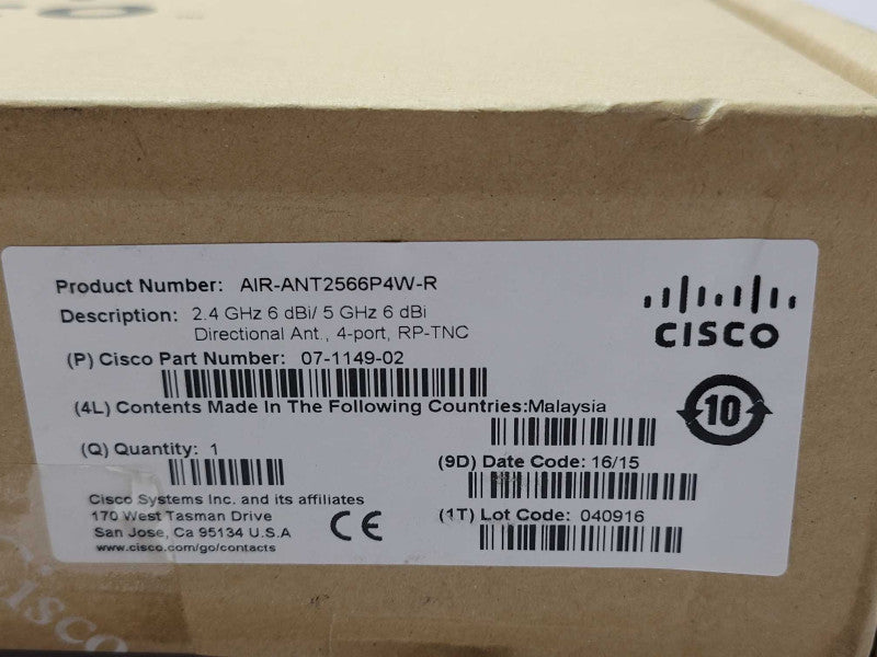 New Cisco AIR-ANT2566P4W-R 2.4-GHz/5-GHz Directional Antenna 07-1149-02 _