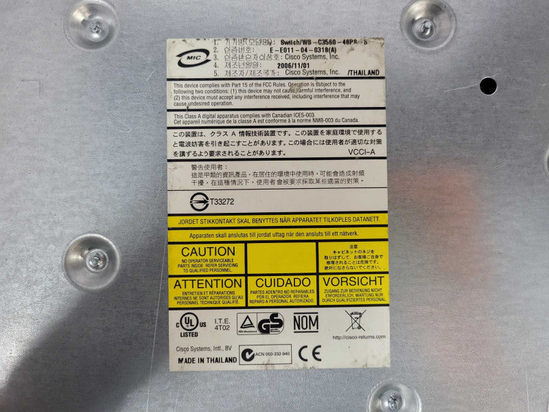 CISCO WS-C3560-48PS-E Catalyst 48-Port PoE Managed Ethernet Switch Q$