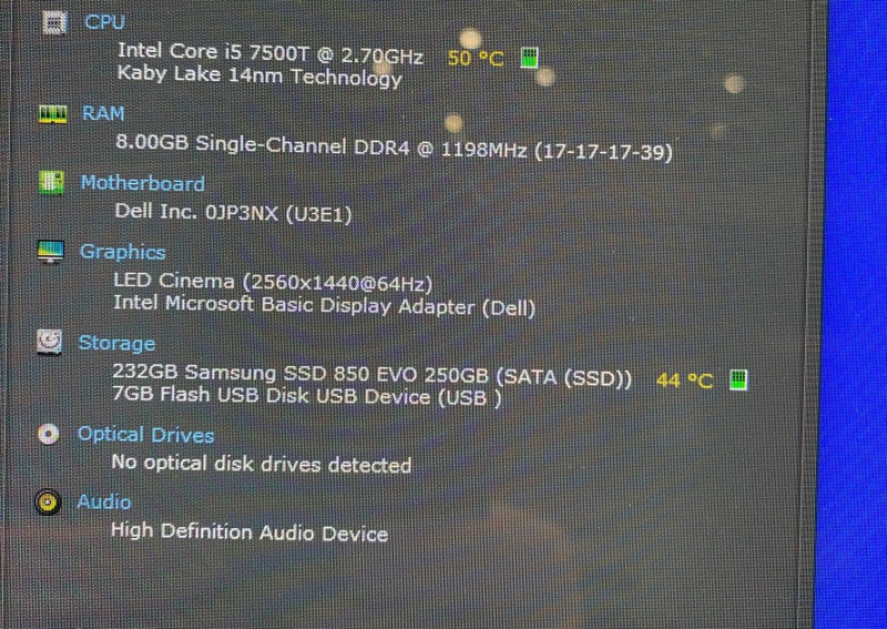 DELL OptiPlex 3050 Small Form Desktop PC Intel i5-7500T 8GB RAM 250GB SSD