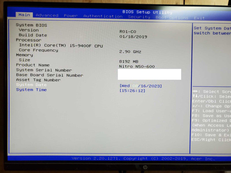 Acer Nitro N50-600 - Intel i5-9400F @ 2.90 GHZ 8GB DDR4 GTX 1050 2GB 500W PSU