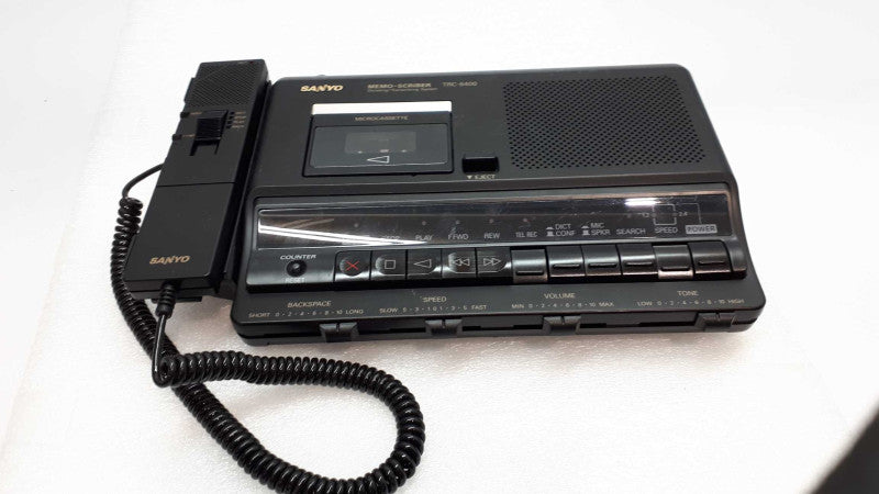 Sanyo TRC-6400 Memo-Scriber Microcassette Transcriber withy Manual &