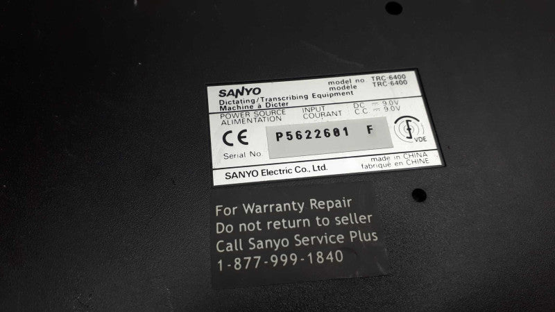 Sanyo TRC-6400 Memo-Scriber Microcassette Transcriber withy Manual &